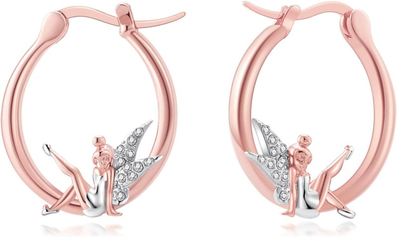 Medsor Fairy Angel Hoop Earrings Hypoallergenic 14K Gold Plated Plated Wing Earring - Image 1